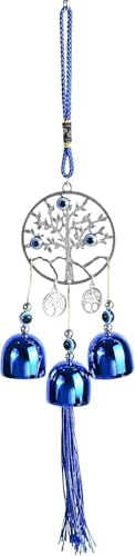 BEZAVO Blue Evil Eye Wall Hanging Decor with 5 Bells
