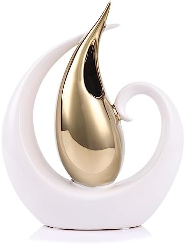 Modern Ceramic Vase Gold and White Decor
