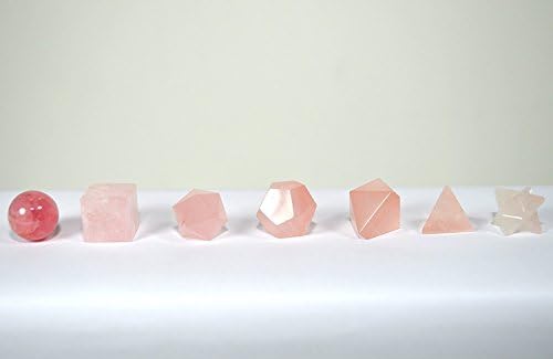 HQRP 7 Piece Rose Quartz Crystal Set with Wooden Box