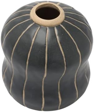 Creative Co Op Stoneware Vase Black Cream 5x5x6