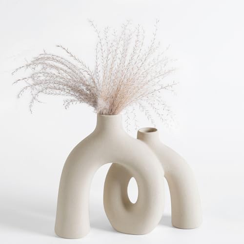 Ceramic Hug Vase Modern Donut Style Decor for Home