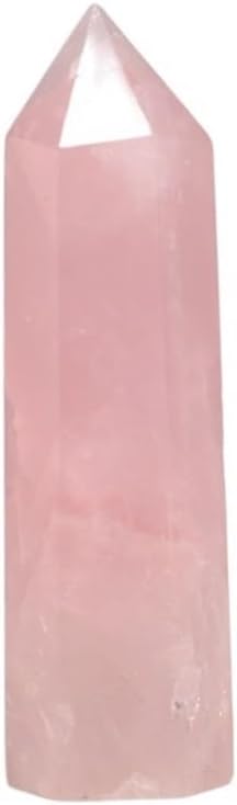 AtkitS Natural Gem Hexagonal Column Rose Quartz Energy Crystal Therapy Rod