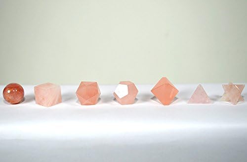 HQRP 7 Piece Rose Quartz Crystal Set with Wooden Box