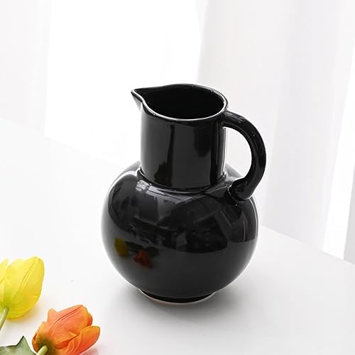 Farmhouse Ceramic Pitcher Vase for Dried Flowers and Home Decor