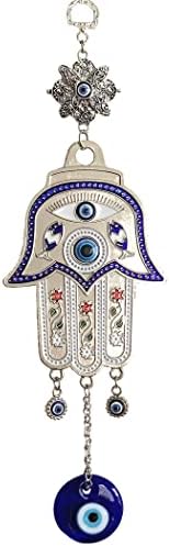 Turkish Blue Evil Eye Hamsa Hand Wall Hanging Decor - Retro Design