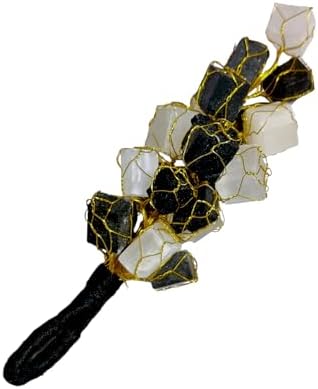 Set of 2 Natural Black Tourmaline and Selenite Chunks Door Car Hanging
