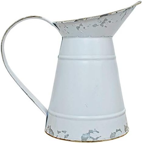 White Rustic Shabby Chic Metal Flower Vase
