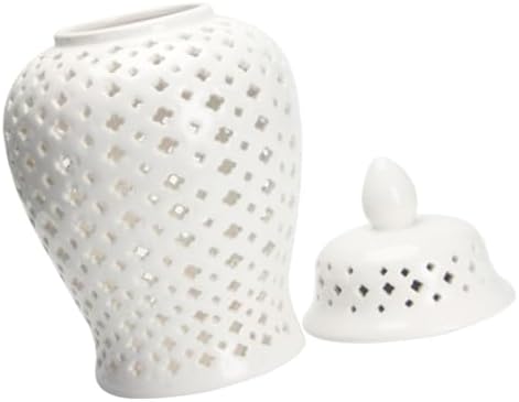 STOBAZA Ceramic Hollow Flower Vase White Vintage Decorative Jar