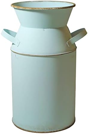 Galvanized Blue-Green Milk Can Vintage Vase