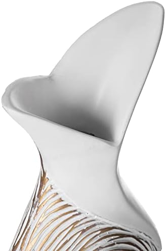 175 Inch Ribbed Ceramic White Vase Modern Design