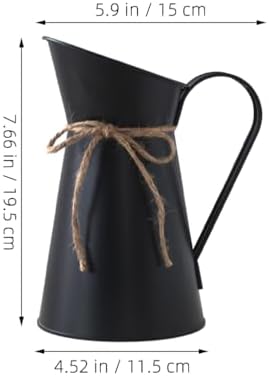 VOSAREA Vintage French Pitcher Vase 76 Inch Metal Bucket with Handle for Dried Flowers