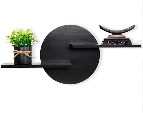 Black Circle Floating Wall Shelf for Home Decor