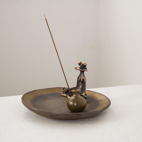 Frog-Vase Incense Holder Rust-Glazed Ceramic Incense Stick Holder for Meditation and Zen