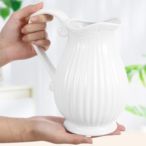Vaguelly 8-Inch Ceramic Pitcher Vase Vintage Rustic
