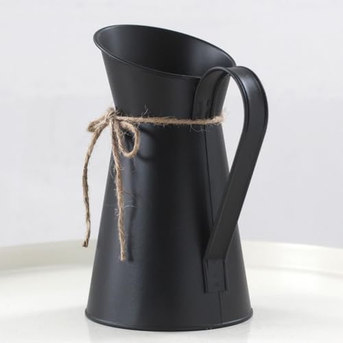 VOSAREA Vintage French Pitcher Vase 76 Inch Metal Bucket with Handle for Dried Flowers