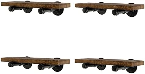 Home TZH Wall Floating Shelves Set of 4 Rustic Wood Storage Shelf