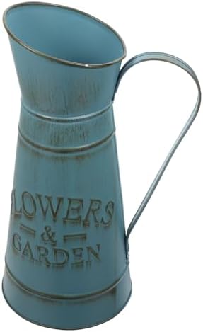 Boho Blue Retro Iron Pot Flower Vase for Home Decor