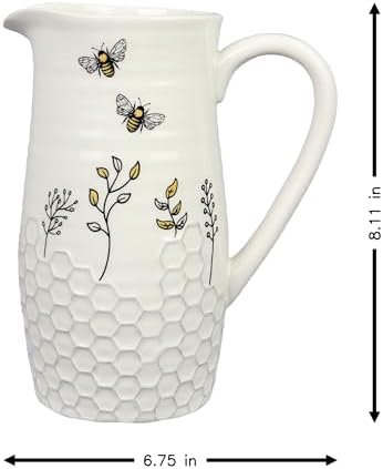 Youngs Inc Honey Bee Ceramic Water Pitcher Vase
