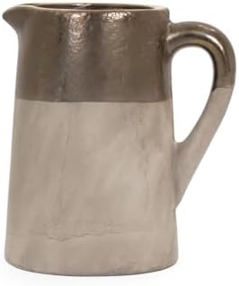 Two-Tone Ceramic Pitcher with Handle and Spout
