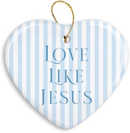 QIYUHOY Christmas Ornament Keepsake Sign Bible Verse Preppy Blue Striped Girly Hanging Decoration