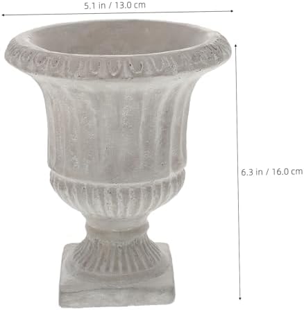 STOBAZA Cement Vase with Vertical Stripes Design