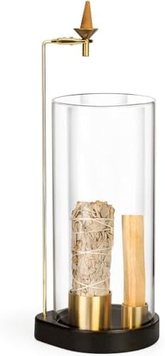Wooden Incense Burner with Glass Ash Catcher