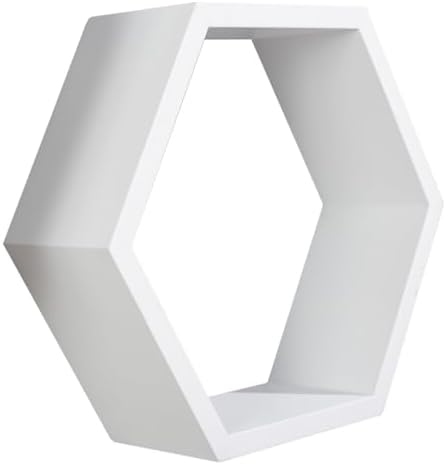 AHDECOR Set of 3 White Hexagon Floating Shelves