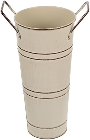 Beavorty Metal Flower Vase Shabby Chic Decorative Bucket with Handles