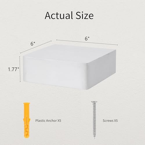 NIUBEST 3-Pack Floating Shelf 6 Inch Rustic White