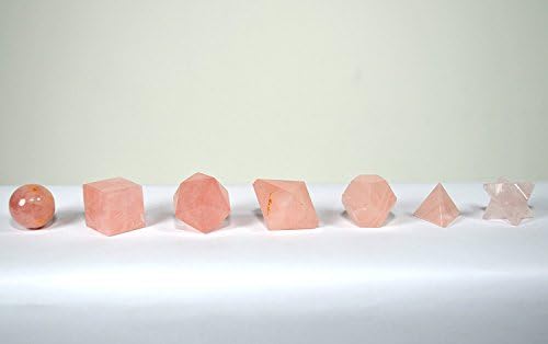 HQRP 7 Piece Rose Quartz Crystal Set with Wooden Box