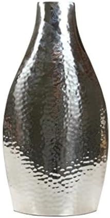 Hosley 17 Inch Tall Silver Metal Vase