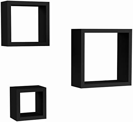 Floating Shelves Cube Wall Shelf Set with Hidden Brackets Black