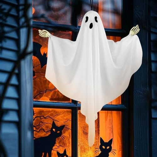 Halloween Ghost Hanging Ornament with Hand Bones