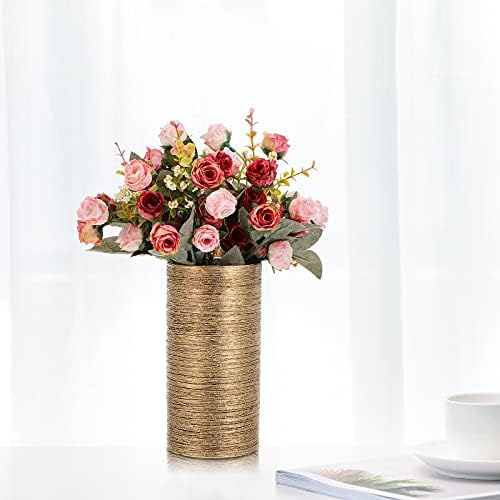 GANAZONO 1pc Golden Brushed Flower Vase Simple Nordic Design