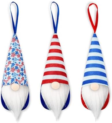 Patriotic Gnome Ornaments 10 Pack Red White Blue Decor