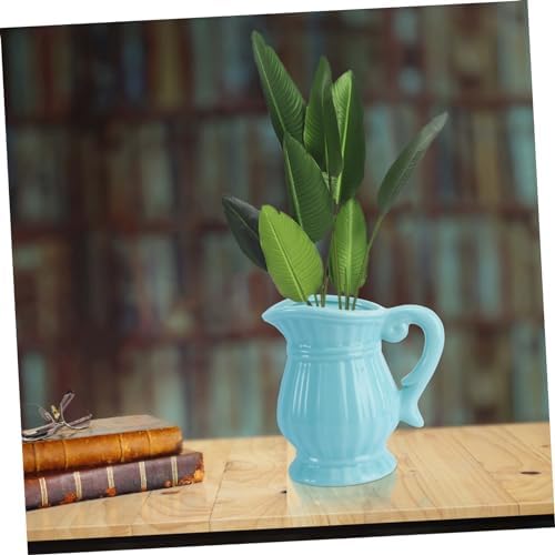 Blue Ceramic Flower Vase for Home Decor Minimalist Artistic Centerpiece