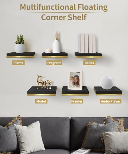 Modern Floating Shelves for Wall Square Black Cube Decor Set of 2