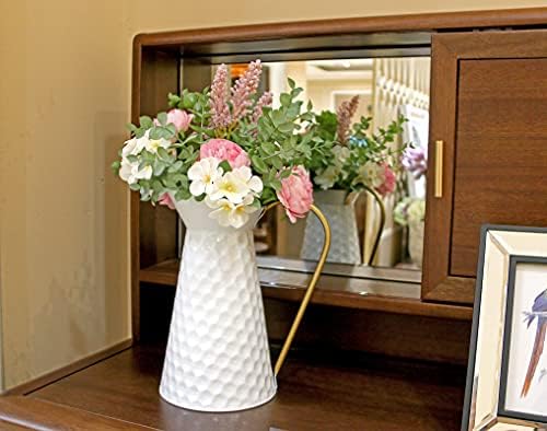 Elegant White Metal Flower Vase for Farmhouse Decor