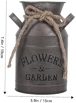 Vintage Galvanized Milk Can Decor Rustic Flower Pot