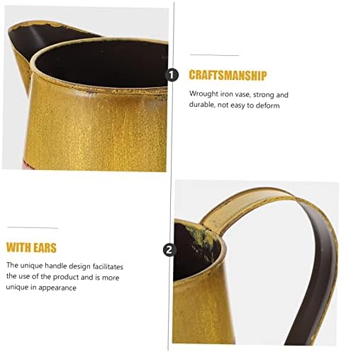 Vintage Wrought Iron Flower Arrangement Bucket Decorative Vase for Home Garden and Wedding Centerpieces