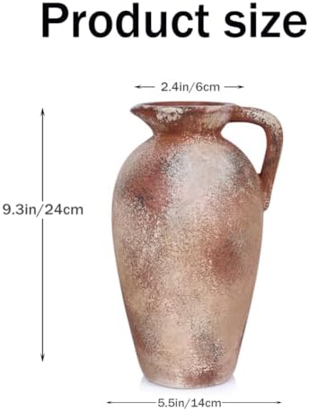 93in Rustic Terracotta Vase with Handle