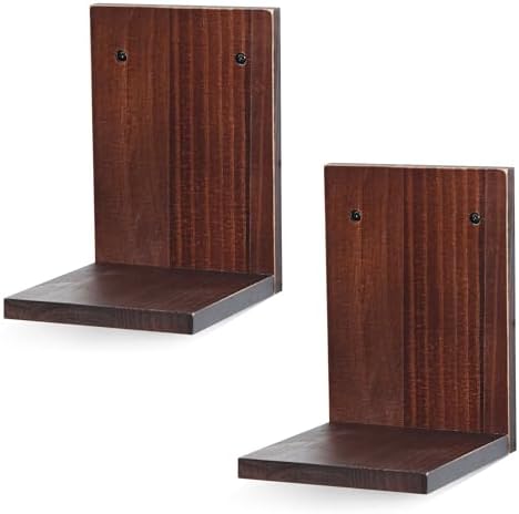 PHOENANCEE Small Wall Shelf 2 Pack Rustic Walnut