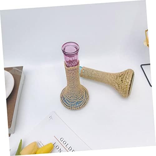 Small Rattan Glass Vases for Farmhouse and Wedding Decor