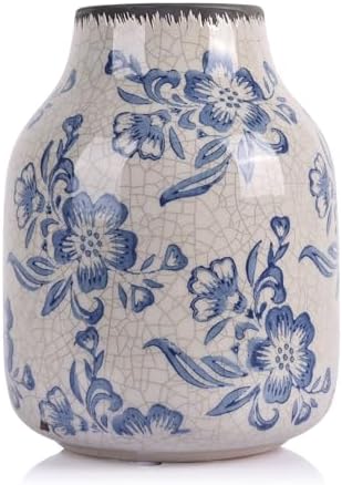 Exquisite Chinoiserie Blue and White Floral Vase 79 Inch Vintage Decor
