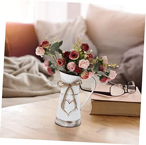 STOBAZA Metal Heart Shaped Vase Rustic Bucket Decor