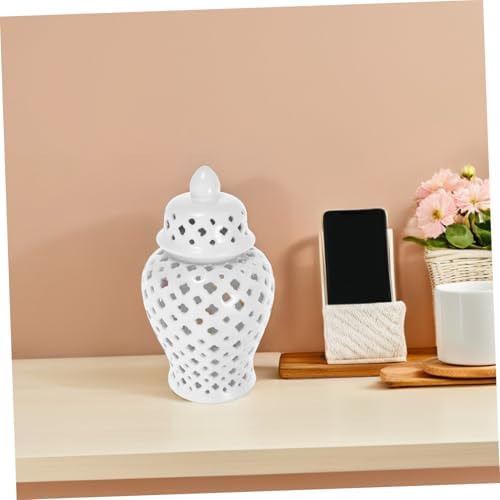 STOBAZA Ceramic Hollow Flower Vase White Vintage Decorative Jar