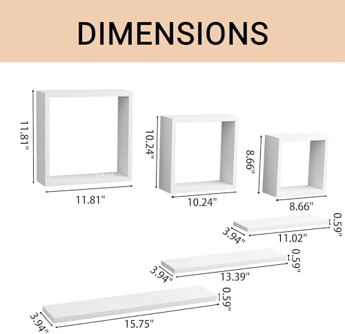 Ecowillon Floating Cube Shelves Set of 6