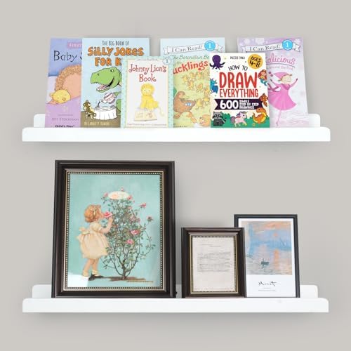 White Floating Shelves for Wall Set of 2 24 Inch Long