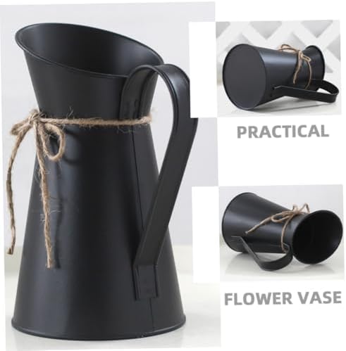 VINTORKY Rustic Metal Flower Vase for Vintage Home Decor