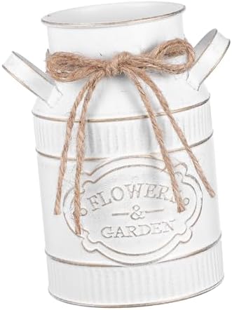 Rustic Galvanized Metal Flower Bucket Vintage Decorative Vase